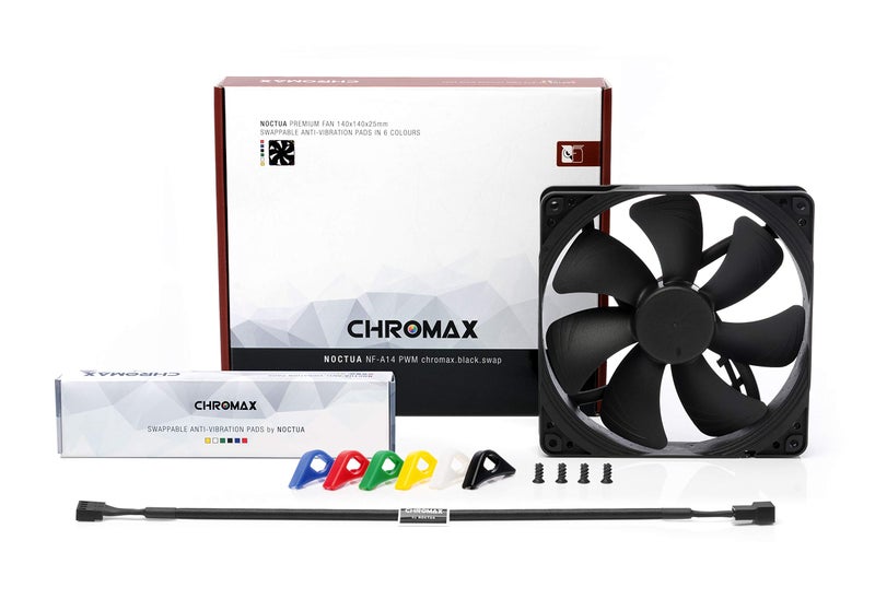 NOCTUA مروحة نوكتوا NF-A14 PWM chromax.أسود.قابل للتبديل، مروحة هادئة متميزة، 4 دبابيس (140 مم، أسود) - Image 2